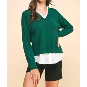 NEW PINCH charm v-neck sweater in green